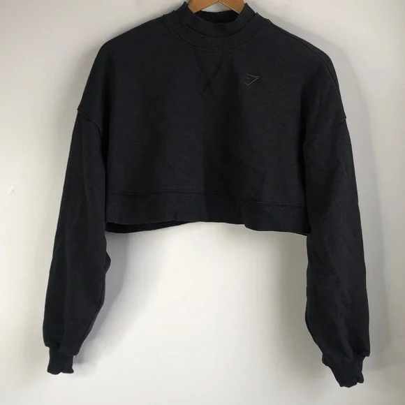 Gymshark Rest Day Gray Cropped Sweatshirt - Picture 3 of 8